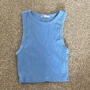 Zara Sky Blue Sleeveless Top